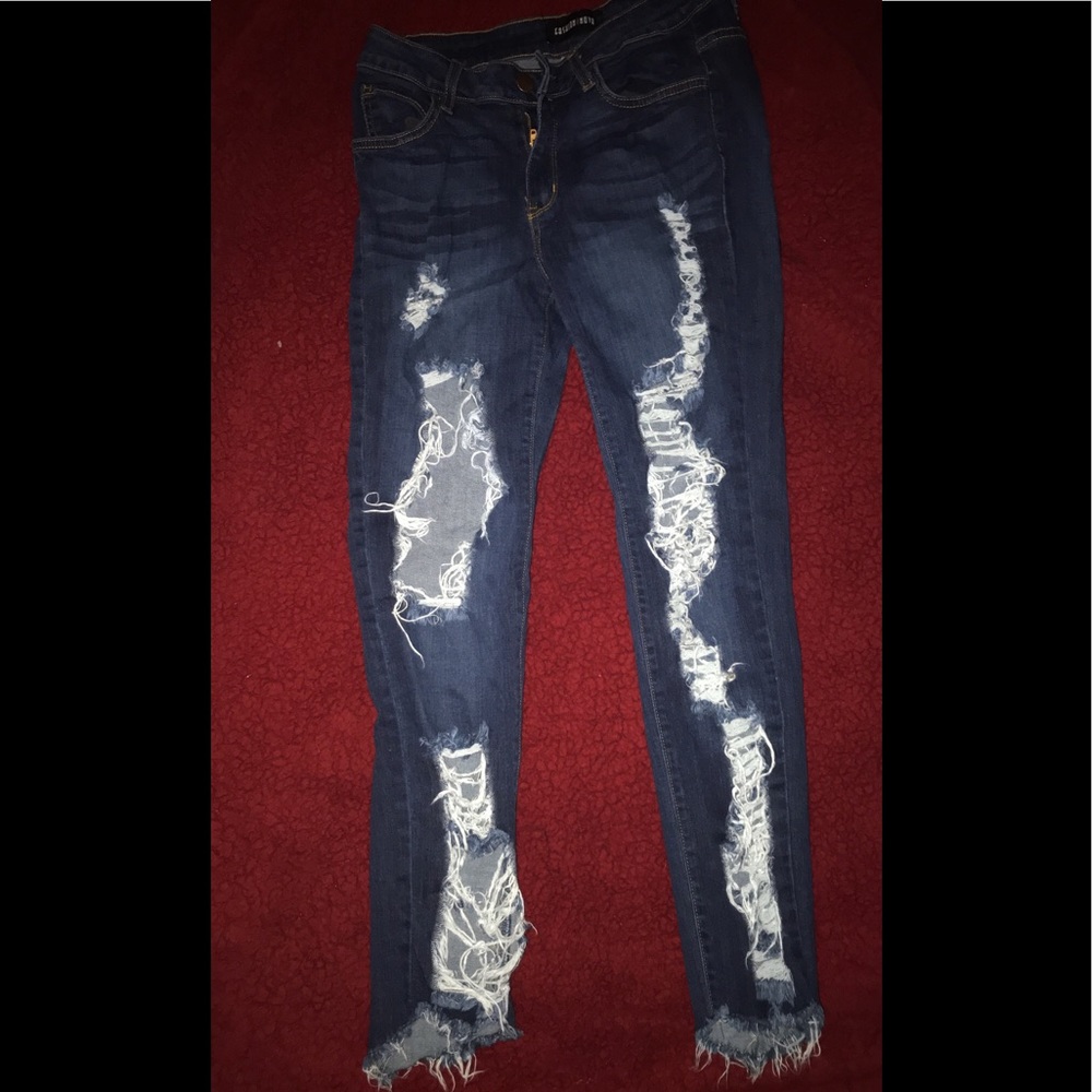 Fashion nova very distressed jeans